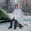 Camping Blanket 2m x 1.5m Wearable Warm Light Grey Stadium