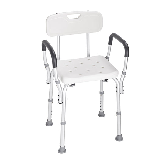 Shower Chair Adjustable Height Non-Slip Back Support 158.8kg Capacity