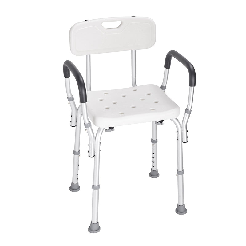Shower Chair Adjustable Height Non-Slip Back Support 158.8kg Capacity