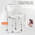 Shower Chair Adjustable Height Non-slip Bath Seat Elderly 158.8kg