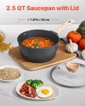 2.5QT Nonstick Saucepan with Glass Lid Induction Black