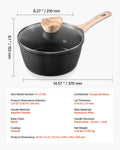 2.5QT Nonstick Saucepan with Glass Lid Induction Black