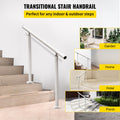 Outdoor Stair Handrail 3ft Adjustable 0-60° White Aluminum