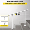 Outdoor Stair Handrail 3ft Adjustable 0-60° White Aluminum