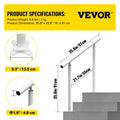 Outdoor Stair Handrail 3ft Adjustable 0-60° White Aluminum