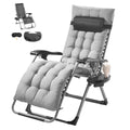 Zero Gravity Chair, 26 inch Zero Gravity Recliner Lounge Chair for Indoor and Outdoor, Adjustable Anti Gravity Chair with Cushion, Headrest, Footrest, and Cupholder, 500 lbs, Gray