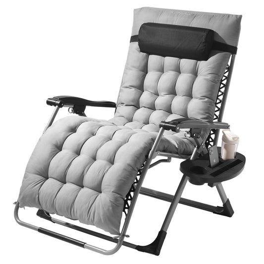 Zero Gravity Recliner Chair 33" Grey Outdoor Indoor Lounge 500lbs