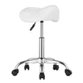 Saddle Rolling Stool PU Leather Height Adjustable 360° Swivel White