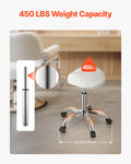 Saddle Rolling Stool PU Leather Height Adjustable 360° Swivel White