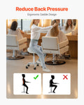 Saddle Rolling Stool PU Leather Height Adjustable 360° Swivel White