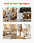 Saddle Rolling Stool PU Leather Height Adjustable 360° Swivel White