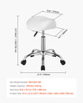 Saddle Rolling Stool PU Leather Height Adjustable 360° Swivel White