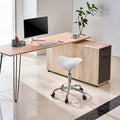 Saddle Rolling Stool PU Leather Height Adjustable 360° Swivel White