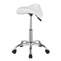 Saddle Rolling Stool PU Leather Height Adjustable 360° Swivel White
