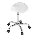 Saddle Rolling Stool PU Leather Height Adjustable 360° Swivel White