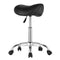 Saddle Rolling Stool PU Leather Height Adjustable 360° Swivel Black