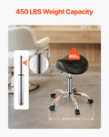 Saddle Rolling Stool PU Leather Height Adjustable 360° Swivel Black