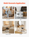 Saddle Rolling Stool PU Leather Height Adjustable 360° Swivel Black