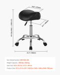 Saddle Rolling Stool PU Leather Height Adjustable 360° Swivel Black
