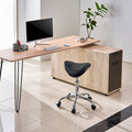 Saddle Rolling Stool PU Leather Height Adjustable 360° Swivel Black