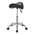 Saddle Rolling Stool PU Leather Height Adjustable 360° Swivel Black