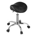 Saddle Rolling Stool PU Leather Height Adjustable 360° Swivel Black