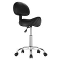 Saddle Rolling Stool PU Leather Height Adjustable Swivel Office Bar