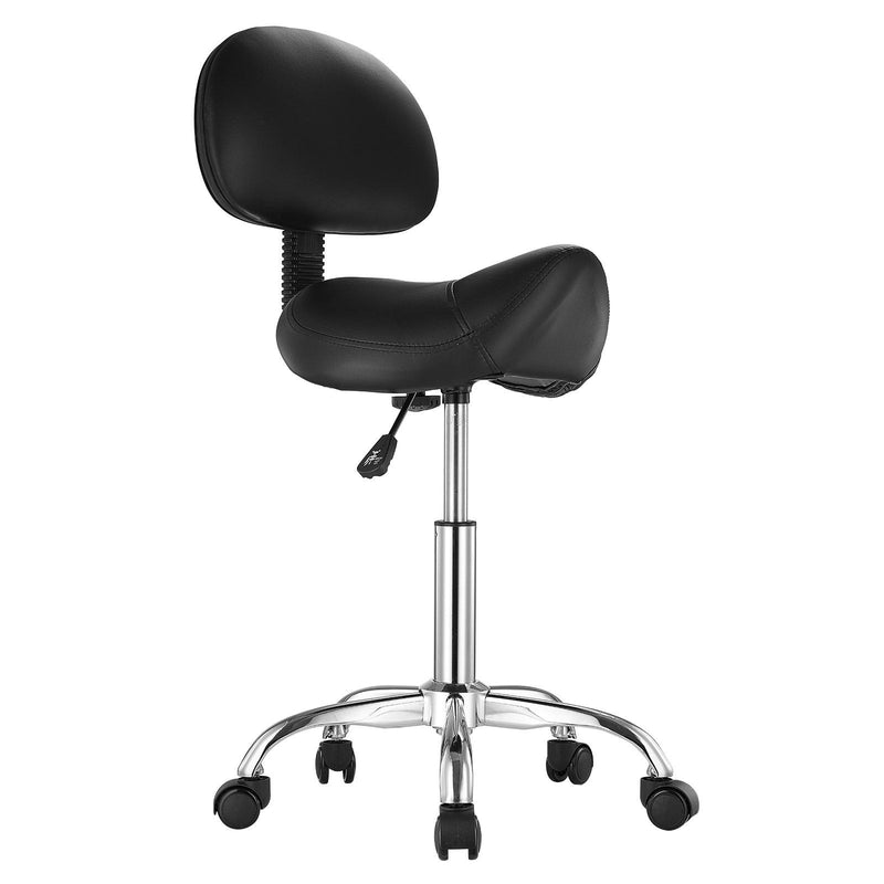 Saddle Rolling Stool PU Leather Height Adjustable Swivel Office Bar