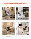 Saddle Rolling Stool PU Leather Height Adjustable Swivel Office Bar