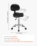 Saddle Rolling Stool PU Leather Height Adjustable Swivel Office Bar