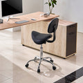 Saddle Rolling Stool PU Leather Height Adjustable Swivel Office Bar