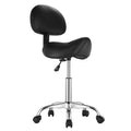 Saddle Rolling Stool PU Leather Height Adjustable Swivel Office Bar