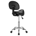 Saddle Rolling Stool PU Leather Height Adjustable Swivel Office Bar