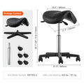 Saddle Stool with Wheels, 400 LBS Weight Capacity Ergonomic Rolling Saddle Stool, Height Adjustable Thickened PU Leather Swivel Saddle Stools Chair for Salon, Spa, Tattoo, Clinic, Black