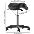 Saddle Stool with Wheels, 400 LBS Weight Capacity Ergonomic Rolling Saddle Stool, Height Adjustable Thickened PU Leather Swivel Saddle Stools Chair for Salon, Spa, Tattoo, Clinic, Black