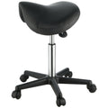 Saddle Stool with Wheels, 400 LBS Weight Capacity Ergonomic Rolling Saddle Stool, Height Adjustable Thickened PU Leather Swivel Saddle Stools Chair for Salon, Spa, Tattoo, Clinic, Black