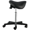 Saddle Stool with Wheels, 400 LBS Weight Capacity Ergonomic Rolling Saddle Stool, Height Adjustable Thickened PU Leather Swivel Saddle Stools Chair for Salon, Spa, Tattoo, Clinic, Black
