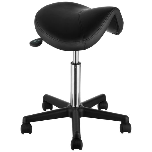 Saddle Stool with Wheels Height Adjustable 400LBS Black