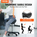 VEVOR Saddle Stool with Wheels Height Adjustable 400LBS Black