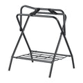Folding Saddle Rack, 28 x 19 x 37.5 in, Freestanding Horse Saddle Stand, Portable Horse Blanket Holder, Heavy Duty Steel Saddle Rack for English & Western Saddles, Tack Storage, Black
