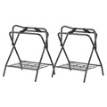 Folding Saddle Rack, 28 x 19 x 37.5 in, 2 Packs Freestanding Horse Saddle Stand, Portable Horse Blanket Holder, Heavy Duty Steel Saddle Rack for English & Western Saddles, Tack Storage, Black