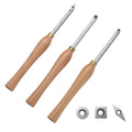 Wood Lathe Chisel Set, 3 PCS Woodworking Turning Tools, Includes Square, Round, Diamond Carbide Blades, 20 cm Comfortable Grip Handles, Wood Chisel Set with Wooden Box For Turning Pens or Small