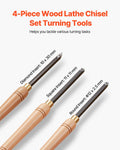 Wood Lathe Turning Tool Set 4PCS Roughing Finishing Detailing Carbide