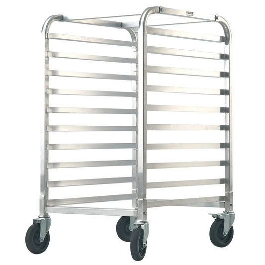 10-Tier Bakery Rack Trolley Aluminium Sheet Pan Storage Wheels