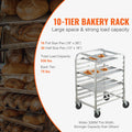 10-Tier Bakery Rack Trolley Aluminium Sheet Pan Storage Wheels