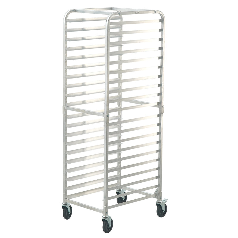 20-Tier Bakery Rack Trolley with Brake Wheels Aluminum Sheet Pan