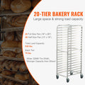 20-Tier Bakery Rack Trolley with Brake Wheels Aluminum Sheet Pan