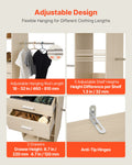Wooden Closet Organiser 2 Drawer 5 Hanger Rods Grey Wardrobe