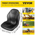 Tractor Seat High Back Black Vinyl Forklift Mower Drain Pair