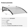 Window Door Awning Canopy 40x40 UPF50+ Polycarbonate UV Rain